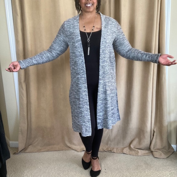 Lane Bryant Marled Long Duster Cardigan Gray, 10/12 NWT - Picture 4 of 16